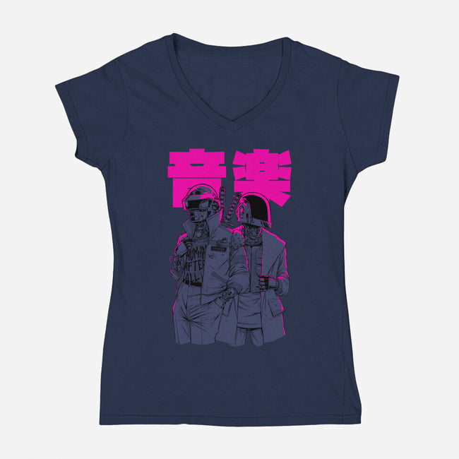 Daft Cyberpunk-womens v-neck tee-Hafaell