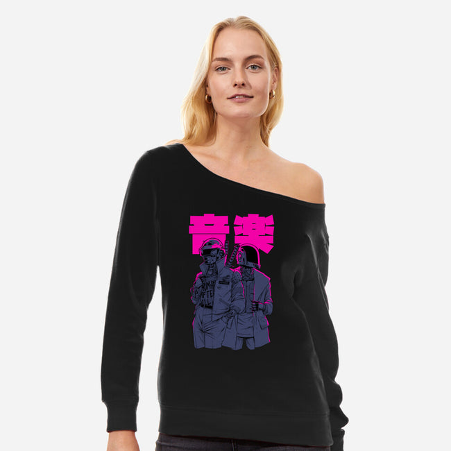 Daft Cyberpunk-womens off shoulder sweatshirt-Hafaell