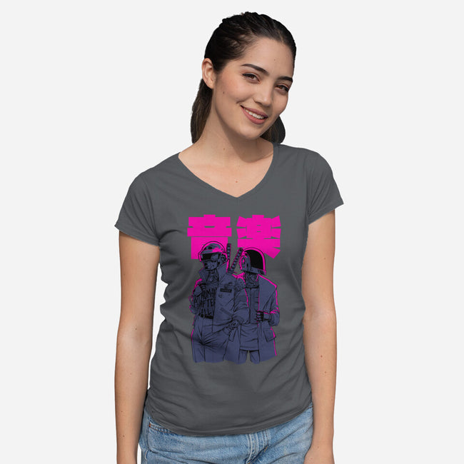 Daft Cyberpunk-womens v-neck tee-Hafaell
