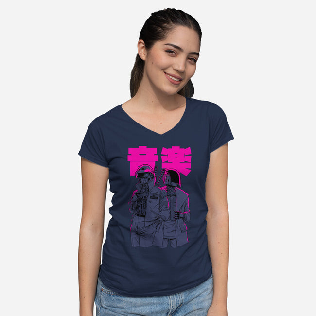 Daft Cyberpunk-womens v-neck tee-Hafaell