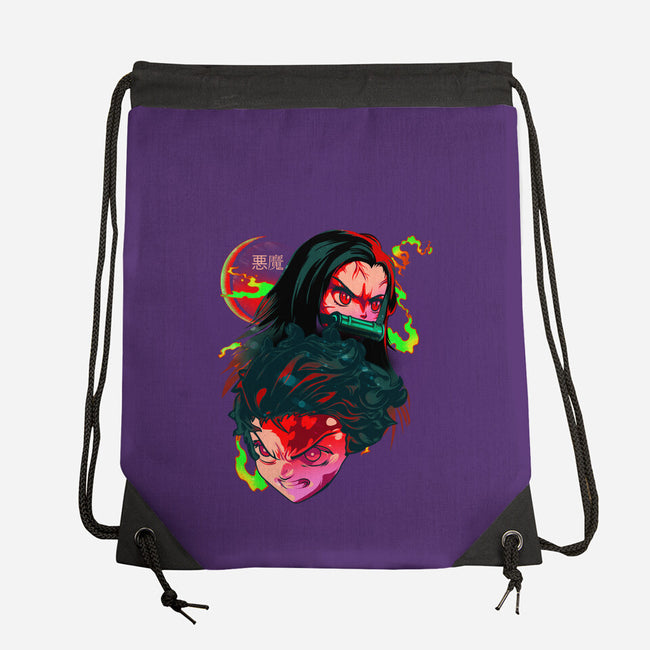 Demon Slayer Siblings-none drawstring bag-heydale