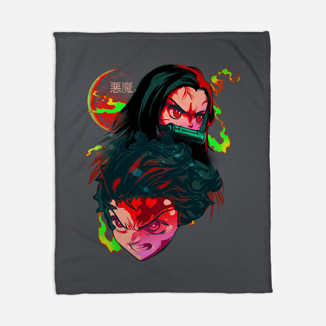 Demon Slayer Siblings-none fleece blanket-heydale