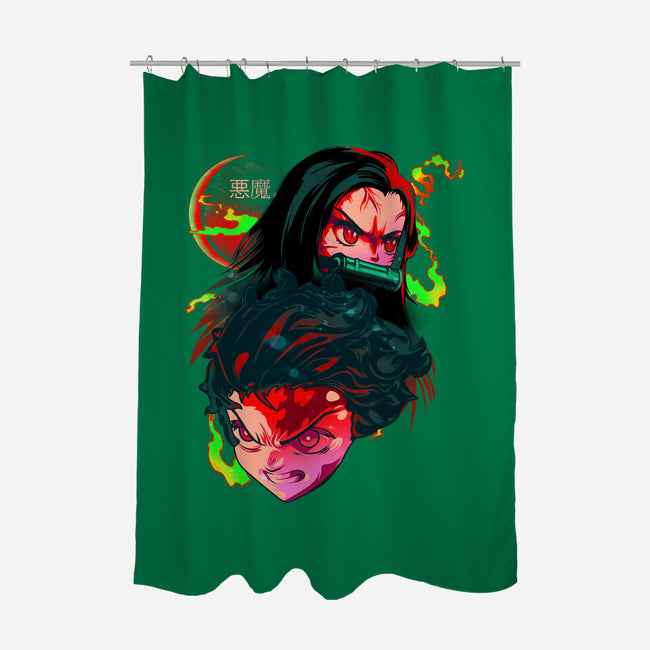 Demon Slayer Siblings-none polyester shower curtain-heydale