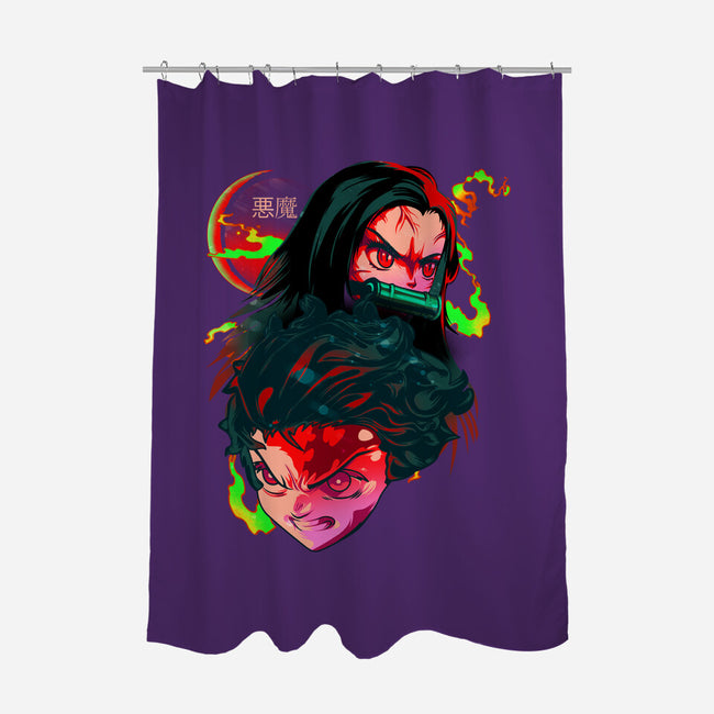 Demon Slayer Siblings-none polyester shower curtain-heydale