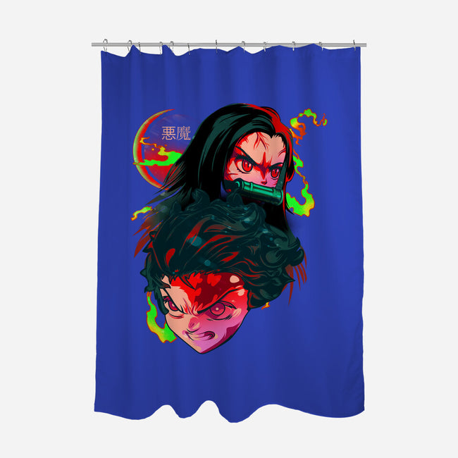 Demon Slayer Siblings-none polyester shower curtain-heydale