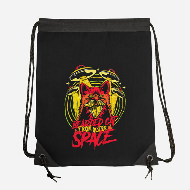 Bearded Cat From Outer Space-none drawstring bag-Paul Hmus