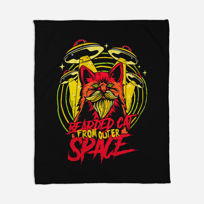 Bearded Cat From Outer Space-none fleece blanket-Paul Hmus