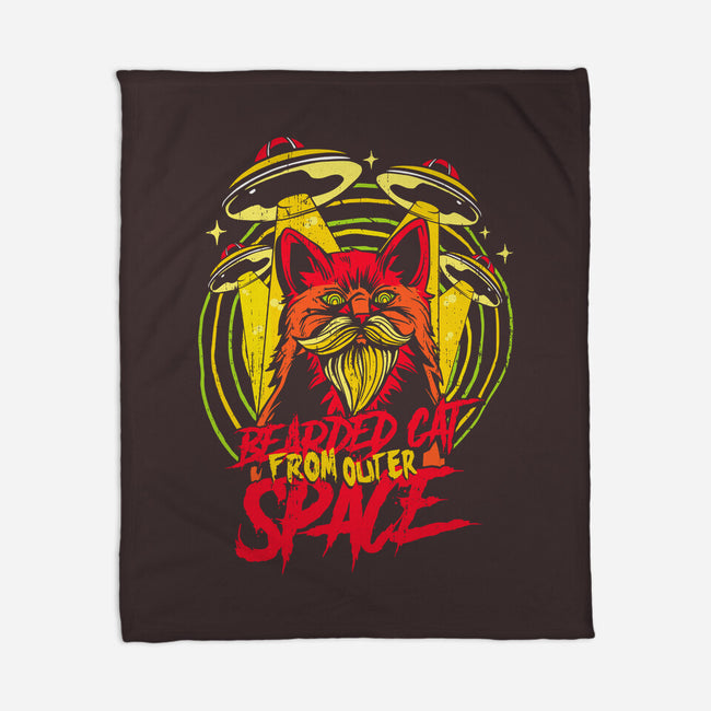 Bearded Cat From Outer Space-none fleece blanket-Paul Hmus