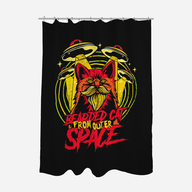 Bearded Cat From Outer Space-none polyester shower curtain-Paul Hmus