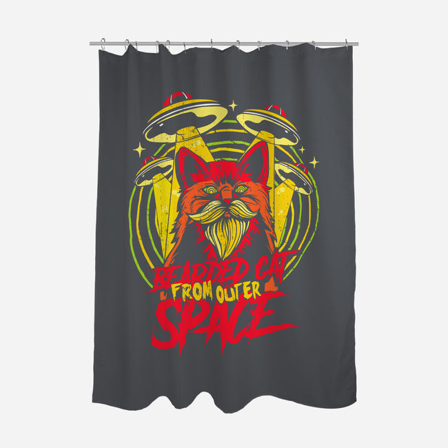 Bearded Cat From Outer Space-none polyester shower curtain-Paul Hmus