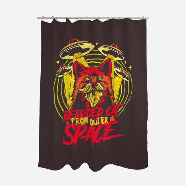 Bearded Cat From Outer Space-none polyester shower curtain-Paul Hmus