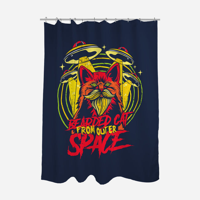 Bearded Cat From Outer Space-none polyester shower curtain-Paul Hmus