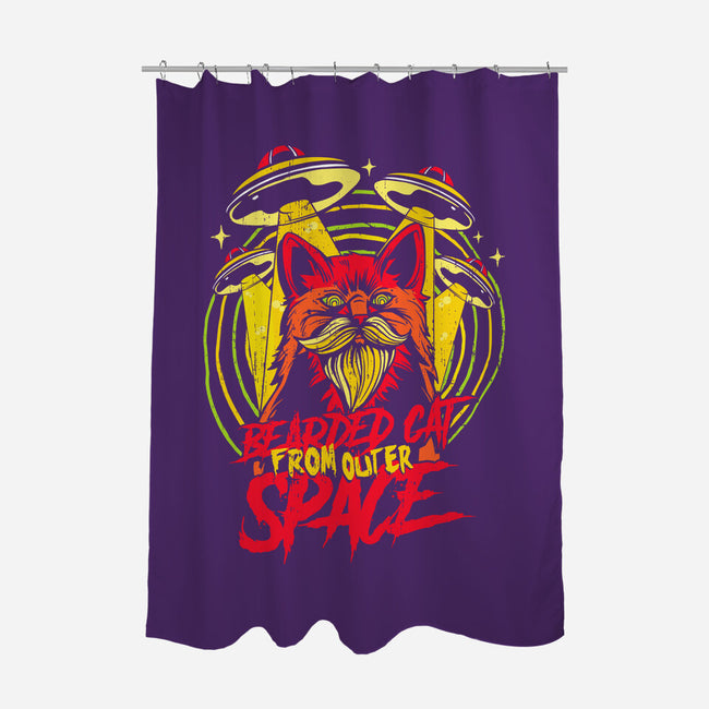 Bearded Cat From Outer Space-none polyester shower curtain-Paul Hmus