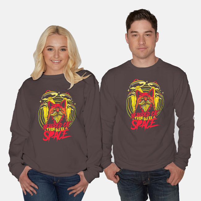 Bearded Cat From Outer Space-unisex crew neck sweatshirt-Paul Hmus