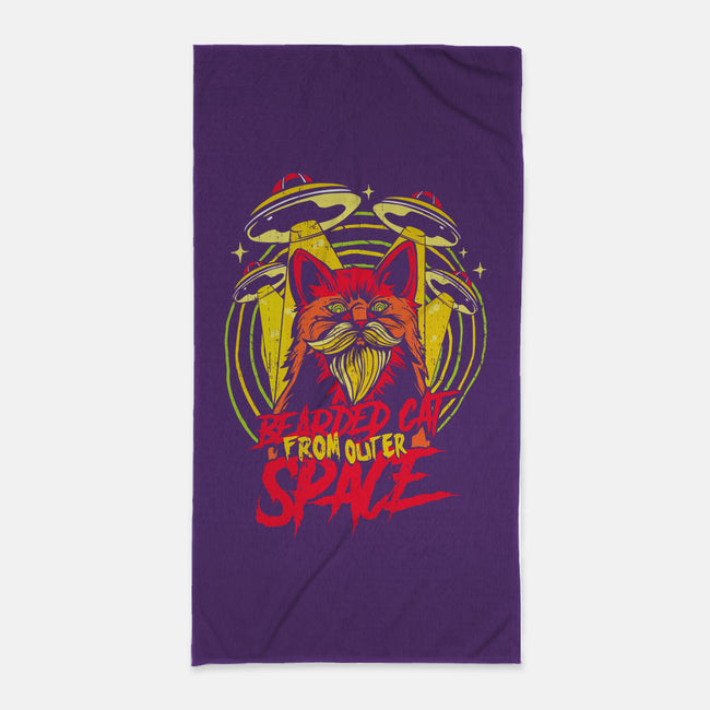 Bearded Cat From Outer Space-none beach towel-Paul Hmus