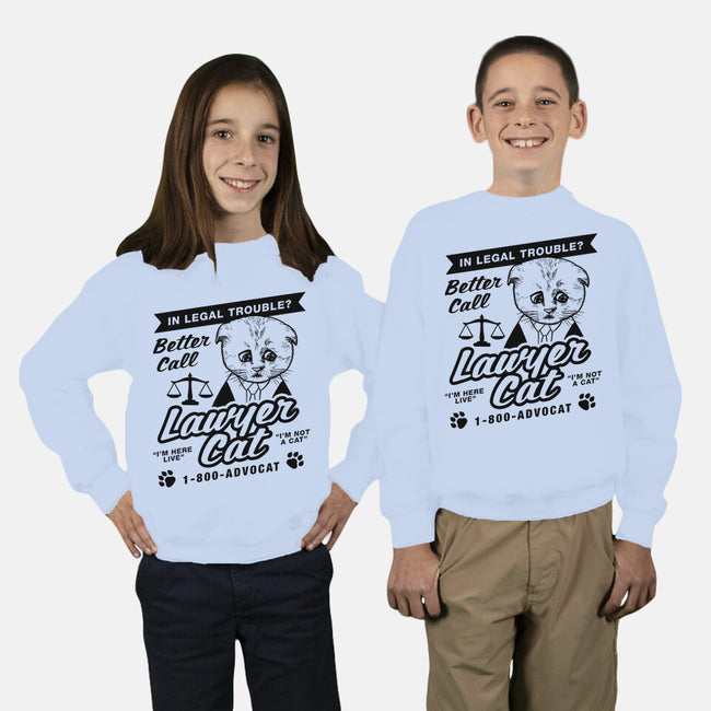 Better Call Lawyer Cat-youth crew neck sweatshirt-dumbshirts