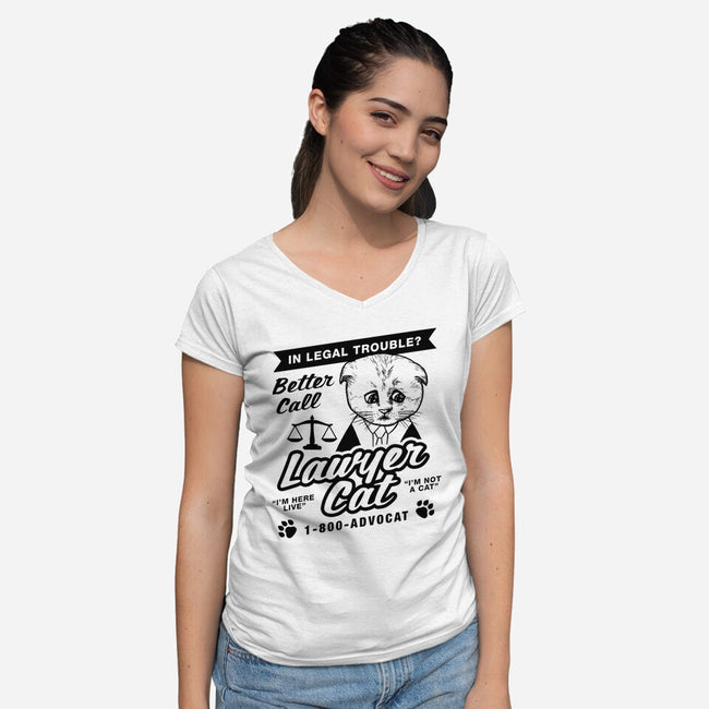 Better Call Lawyer Cat-womens v-neck tee-dumbshirts