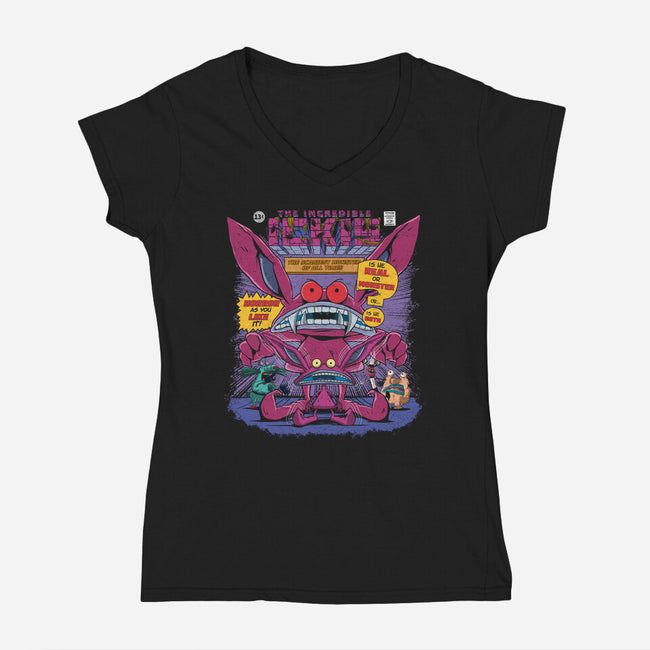 Real Monster-womens v-neck tee-Angel Rotten