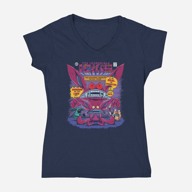 Real Monster-womens v-neck tee-Angel Rotten
