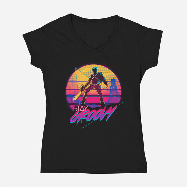 Stay Groovy-womens v-neck tee-Getsousa!