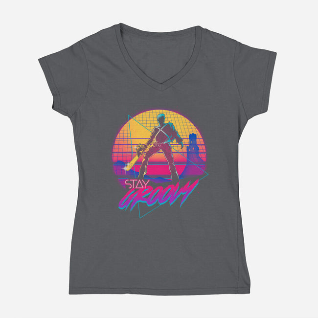 Stay Groovy-womens v-neck tee-Getsousa!