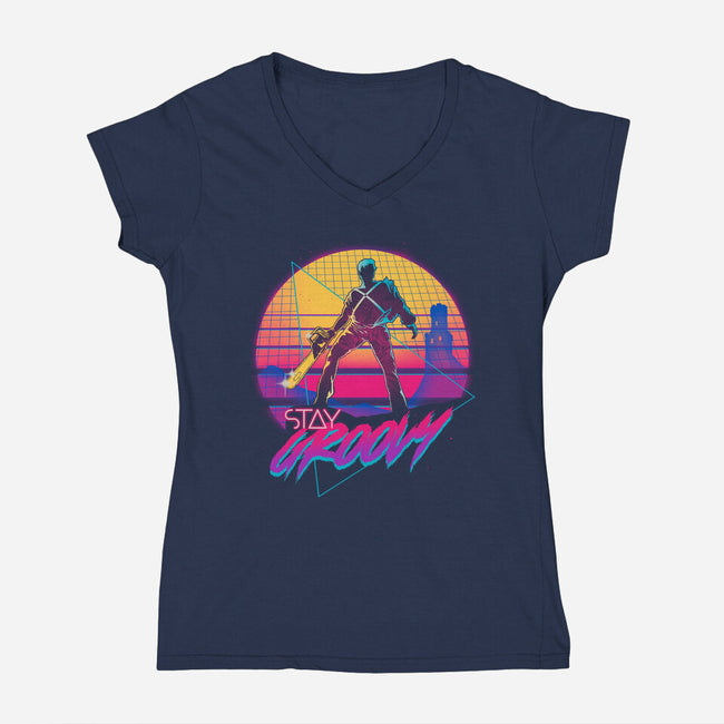 Stay Groovy-womens v-neck tee-Getsousa!