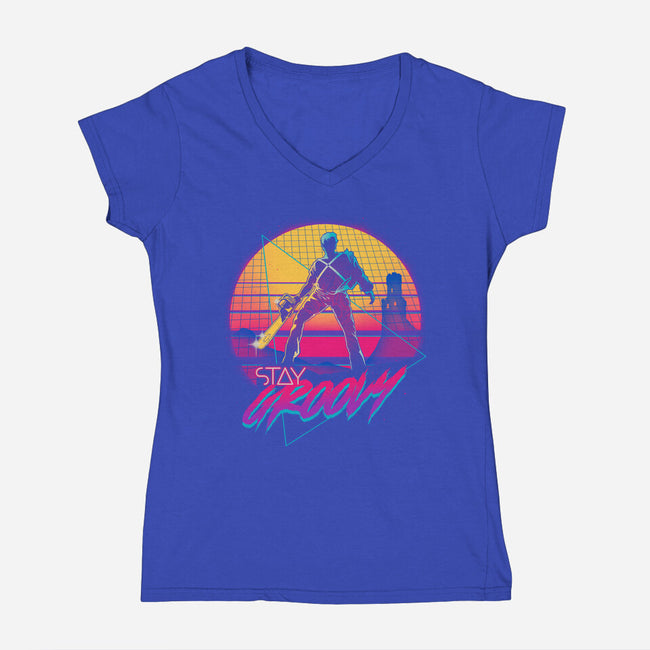 Stay Groovy-womens v-neck tee-Getsousa!