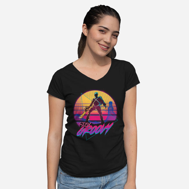 Stay Groovy-womens v-neck tee-Getsousa!
