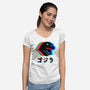 Glitchzilla-womens v-neck tee-Rogelio
