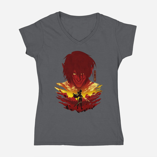 Humanity's Strongest-womens v-neck tee-hypertwenty
