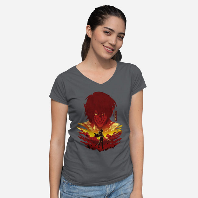 Humanity's Strongest-womens v-neck tee-hypertwenty