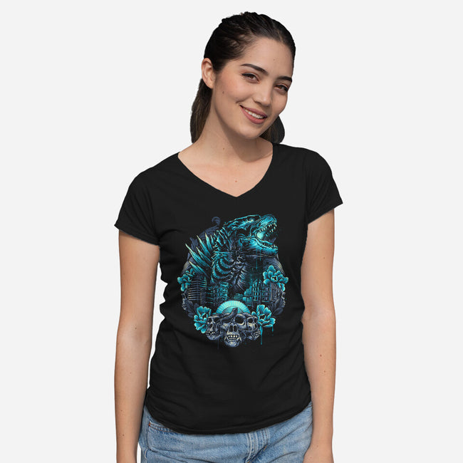 Rise From The Depths-womens v-neck tee-glitchygorilla