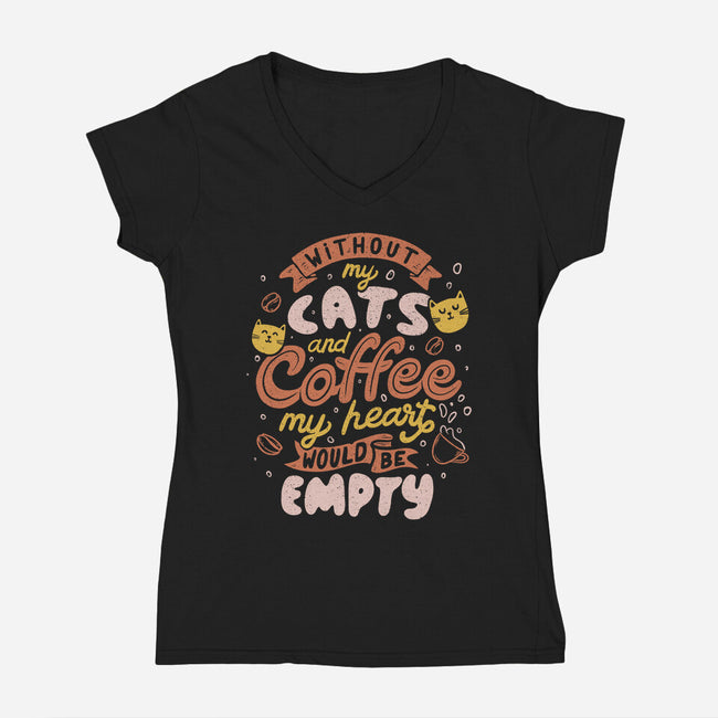 Cats and Coffee-womens v-neck tee-eduely