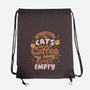 Cats and Coffee-none drawstring bag-eduely