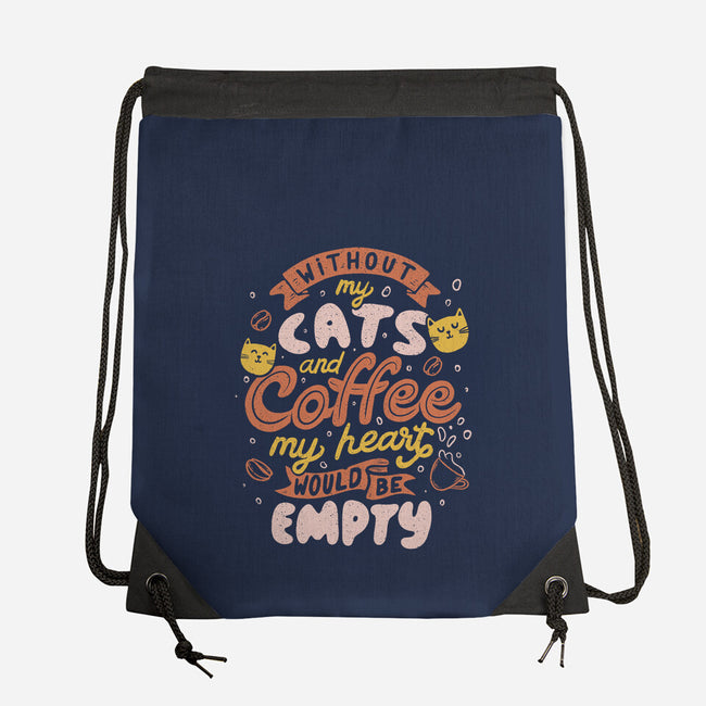 Cats and Coffee-none drawstring bag-eduely
