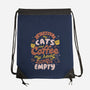 Cats and Coffee-none drawstring bag-eduely