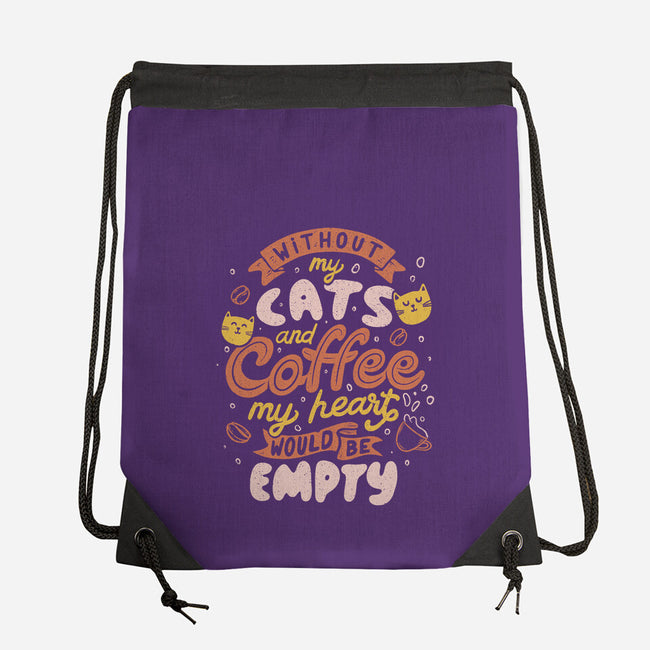 Cats and Coffee-none drawstring bag-eduely