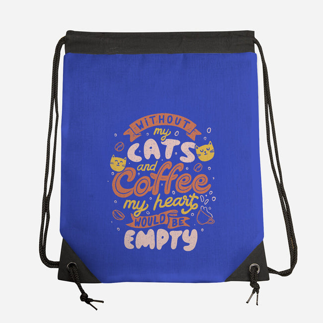 Cats and Coffee-none drawstring bag-eduely