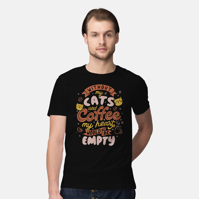 Cats and Coffee-mens premium tee-eduely