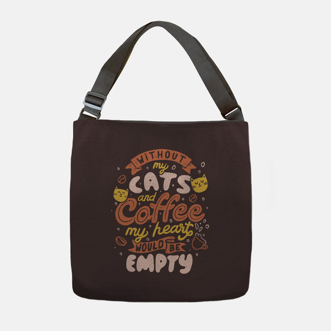 Cats and Coffee-none adjustable tote-eduely