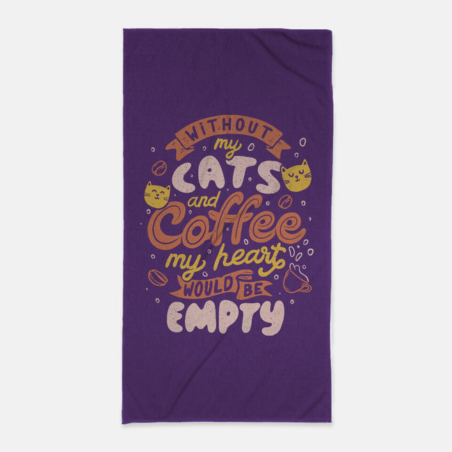 Cats and Coffee-none beach towel-eduely
