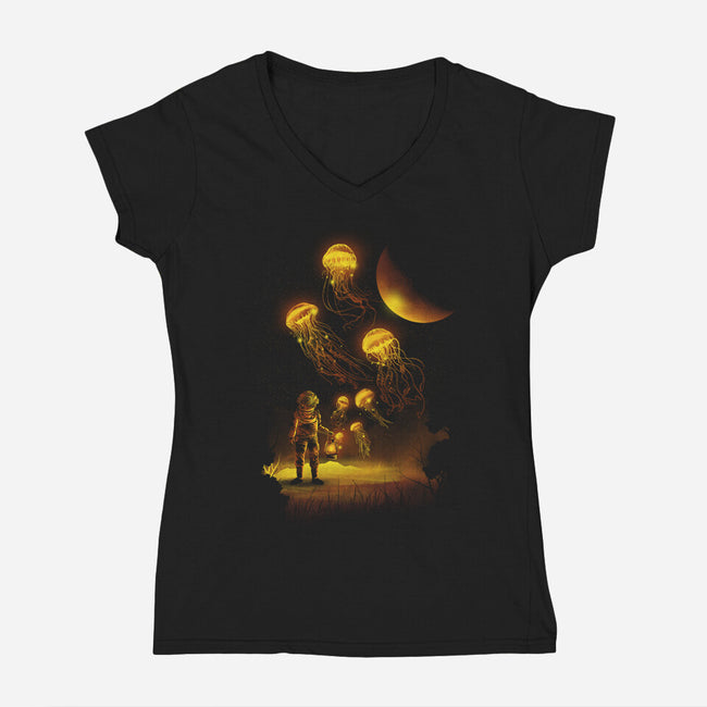 Close Encounters-womens v-neck tee-dandingeroz