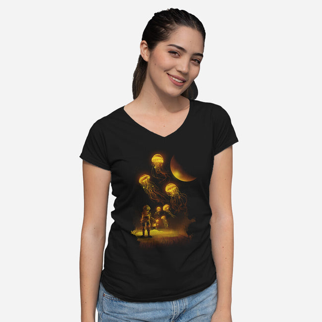 Close Encounters-womens v-neck tee-dandingeroz