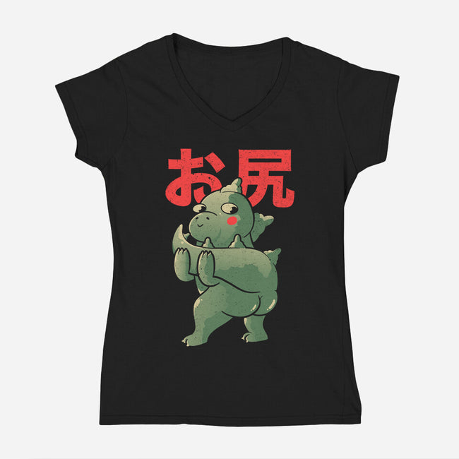 Buttzilla-womens v-neck tee-eduely