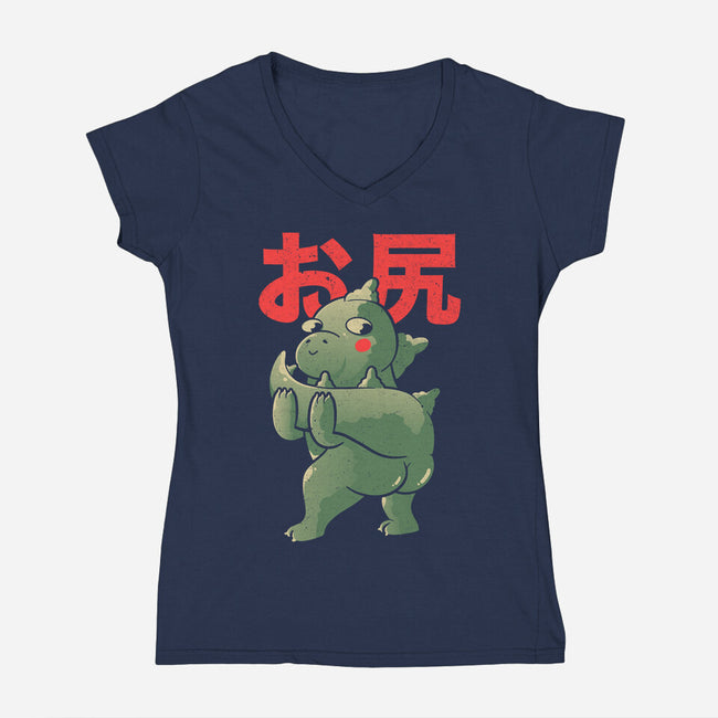 Buttzilla-womens v-neck tee-eduely