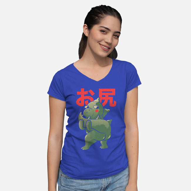 Buttzilla-womens v-neck tee-eduely
