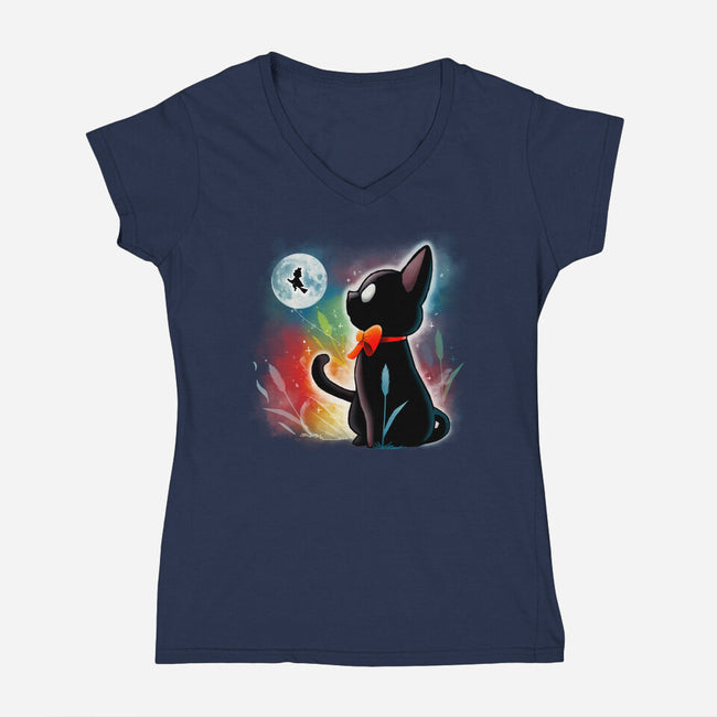 Witched Cat-womens v-neck tee-Vallina84