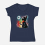 Witched Cat-womens v-neck tee-Vallina84