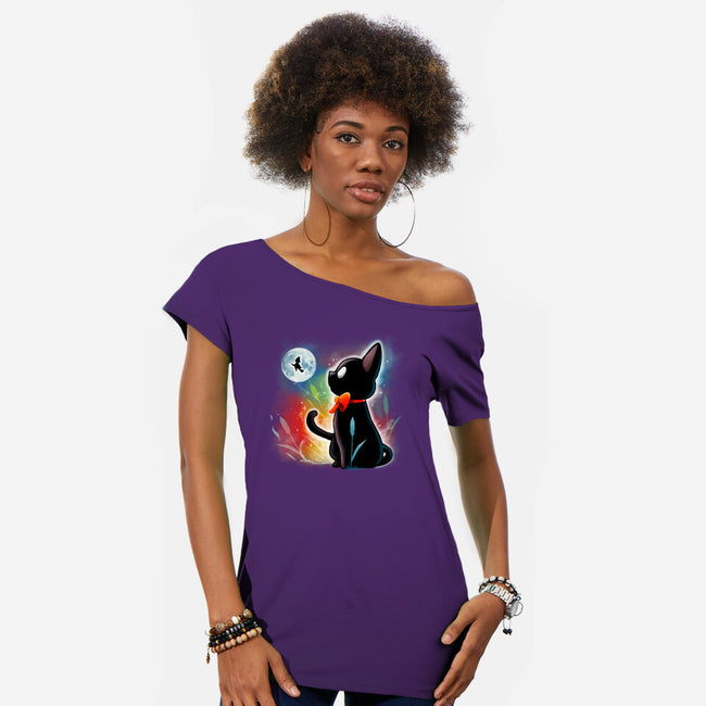 Witched Cat-womens off shoulder tee-Vallina84