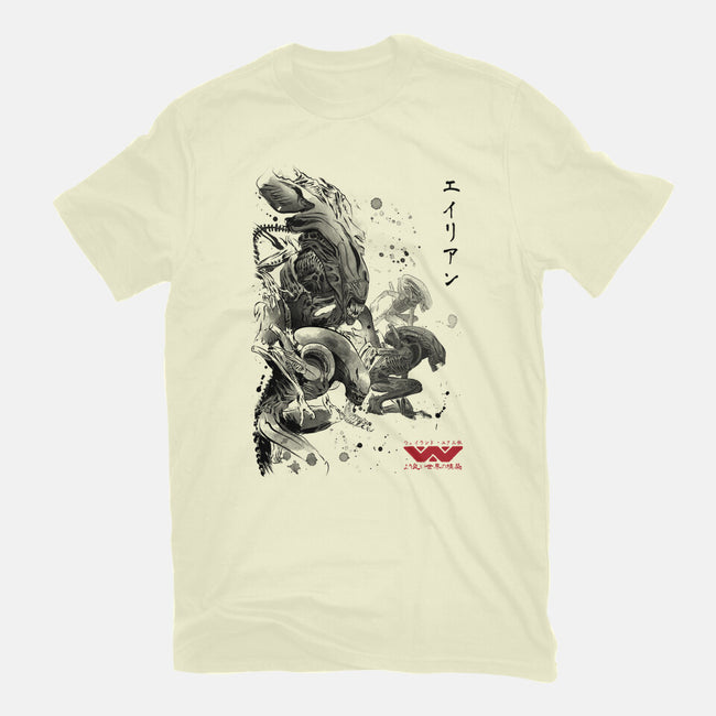 Xenomorphs Invasion Sumi-E-mens heavyweight tee-DrMonekers
